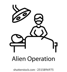 Um ícone de estilo linear da operação alienígena 