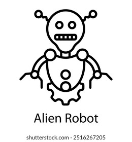 A linear style icon of alien robot 