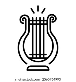 A linear style icon of an ancient lyre 