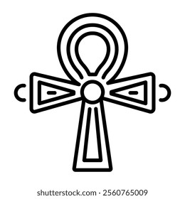 A linear style icon of an ankh symbol