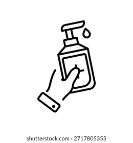 Ein lineares Stil-Symbol der antiseptischen Flasche