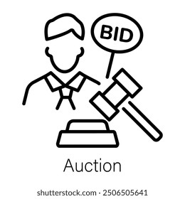 A linear style icon of auction