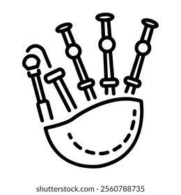 A linear style icon of bagpipes 