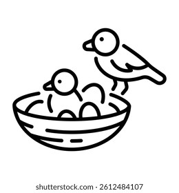A linear style icon of a bird nest 