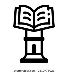 A linear style icon of a book stand 
