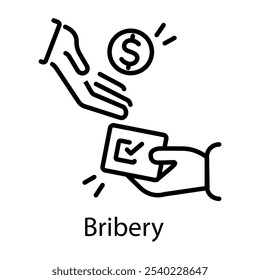 Um ícone linear de suborno 