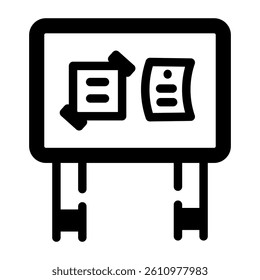 A linear style icon of a bulletin board 
