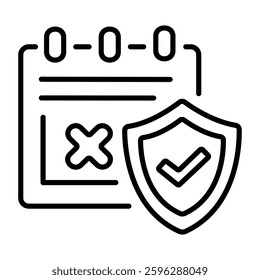 A linear style icon of calendar with cross sign depicting event cancellation 