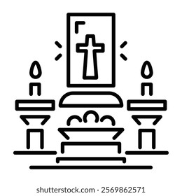 A linear style icon of church altar 