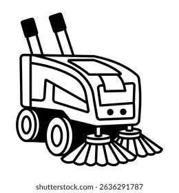 Un icono de estilo lineal de robot de limpieza
