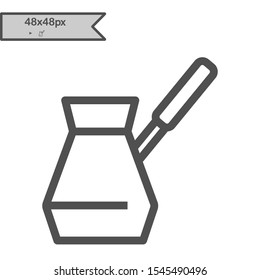 Linear style icon. Coffee simbol. Turkish coffee flat design element. Editable stroke. 48x48 Pixel Perfect