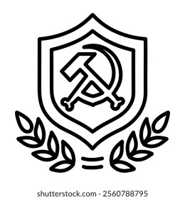 A linear style icon of a communist badge 