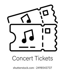Un icono de estilo lineal de entradas para conciertos