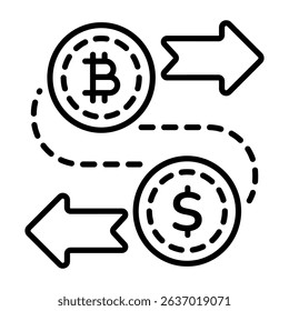 A linear style icon of currency exchange