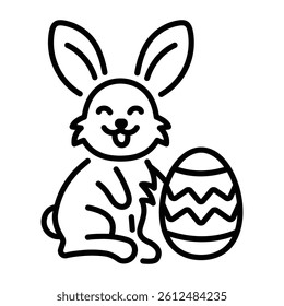 A linear style icon of cute easter rabbit