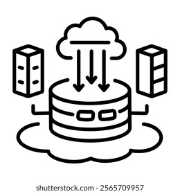 A linear style icon of data lake 