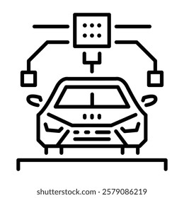 A linear style icon depicting additive car printing 