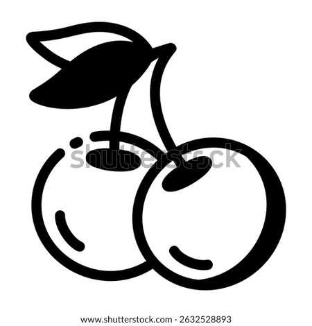 A linear style icon depicting cherries
