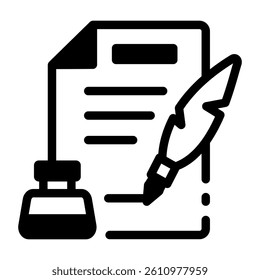 A linear style icon depicting a creative writing 
