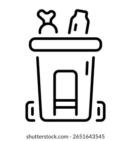 Un icono de estilo lineal que representa el cubo de basura