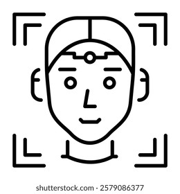 Linear style icon depicting face selection tool