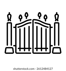A linear style icon depicting heaven gate 