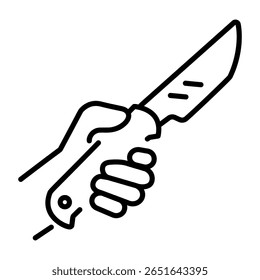 Un icono de estilo lineal que representa el cuchillo