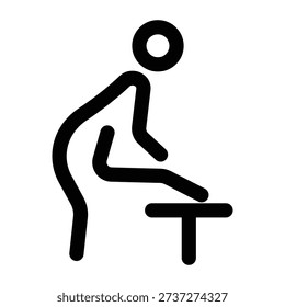 A linear style icon depicting passive stretch