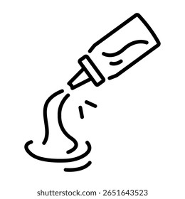 A linear style icon depicting pouring sauce