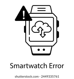 Icono de estilo lineal que representa un error de reloj inteligente