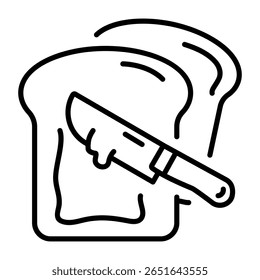 Um ícone de estilo linear representando a manteiga espalhada