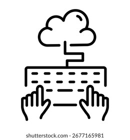 A linear style icon depicting typing