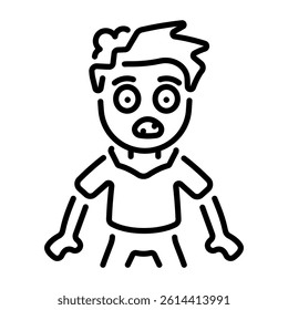 A linear style icon depicting a zombie boy 
