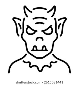 A linear style icon of a devil head 