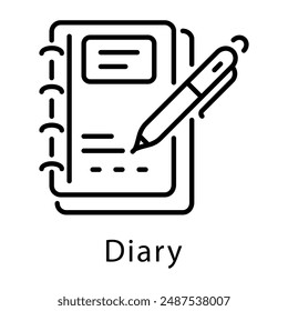 A linear style icon of diary 