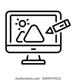 A linear style icon of a digital art 