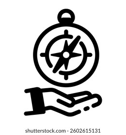 A linear style icon of directional compass 
