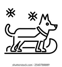 A linear style icon of a dog sledge 