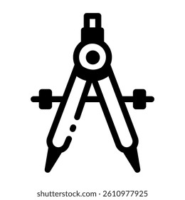 A linear style icon of a drawing compass 
