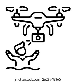 Ein lineares Symbol für die Drohnenrettung