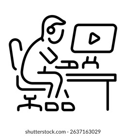 A linear style icon of an editing desk