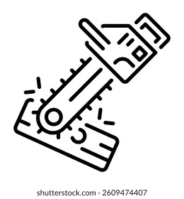 A linear style icon of an electric chainsaw 