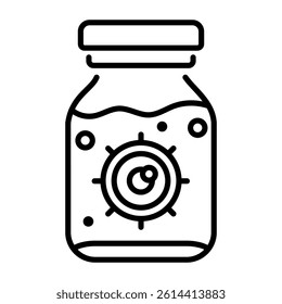 A linear style icon of an eyeball jar 