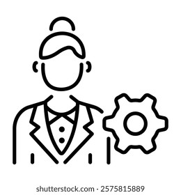 A linear style icon of female manager 