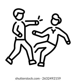 Un icono de estilo lineal de lucha