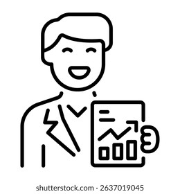 A linear style icon of financial officer