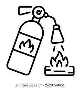 Um ícone de estilo linear de extintor de incêndio