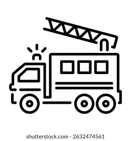 A linear style icon of fire truck