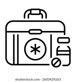 A linear style icon of a first aid kit 