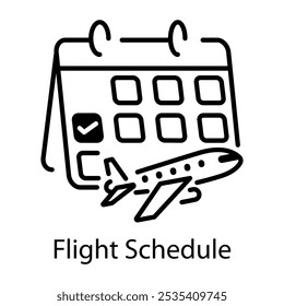 Un icono de estilo lineal de horario de vuelo 